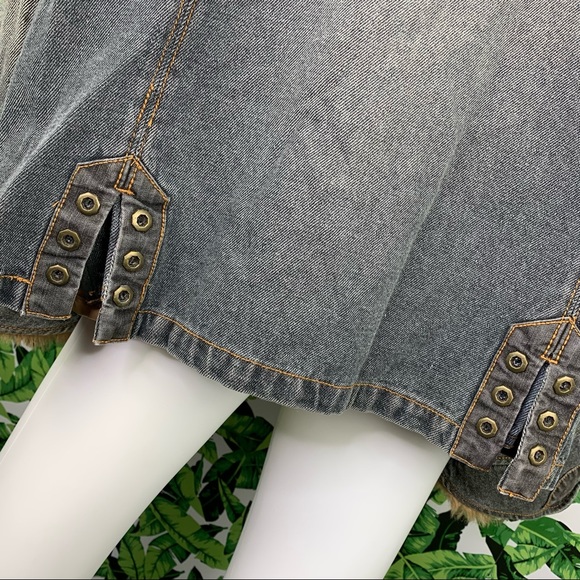 Y2K Faded Glory Coat 2X Denim & Faux Fur Penny Lane 2000s Bratz Style Afghan - Picture 6 of 11